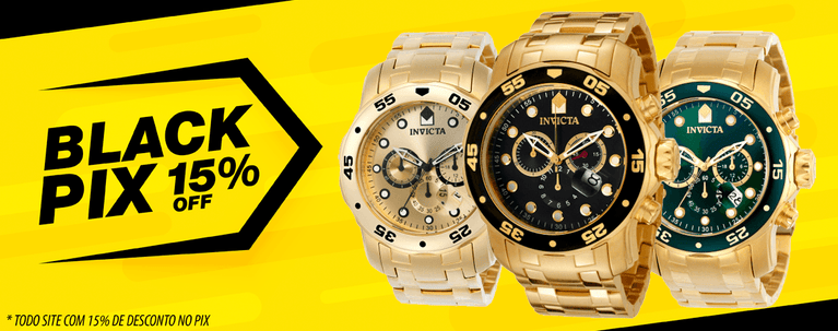 Black Friday Invicta Relógios: 15% de Desconto no Pix e Frete Grátis!
